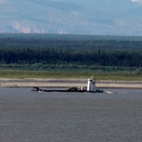 barge on river