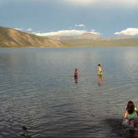 children swimming