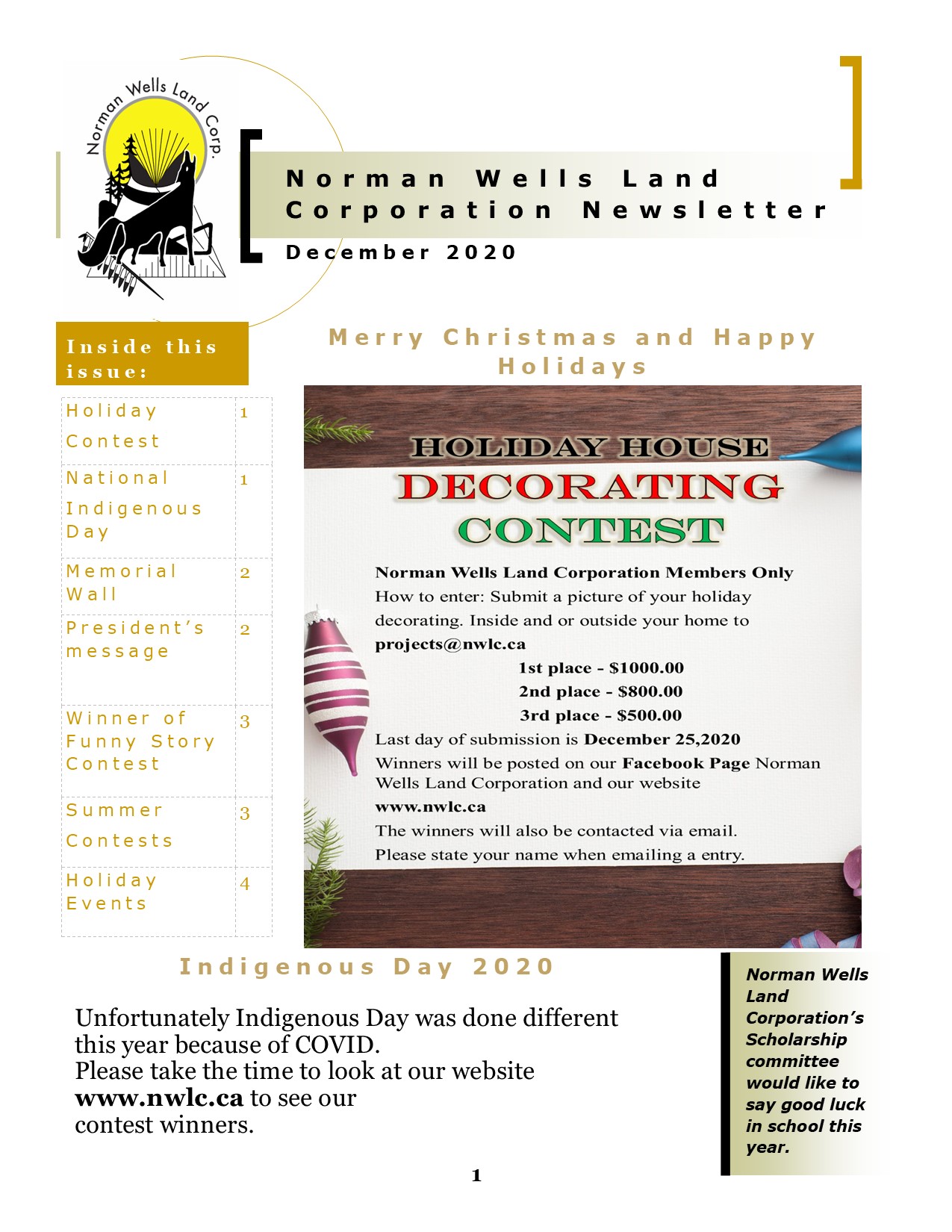 NWLC Newsletter December 2020 Page 1
